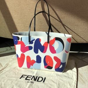 Fendi Roma White/Multicolor Leather Tote